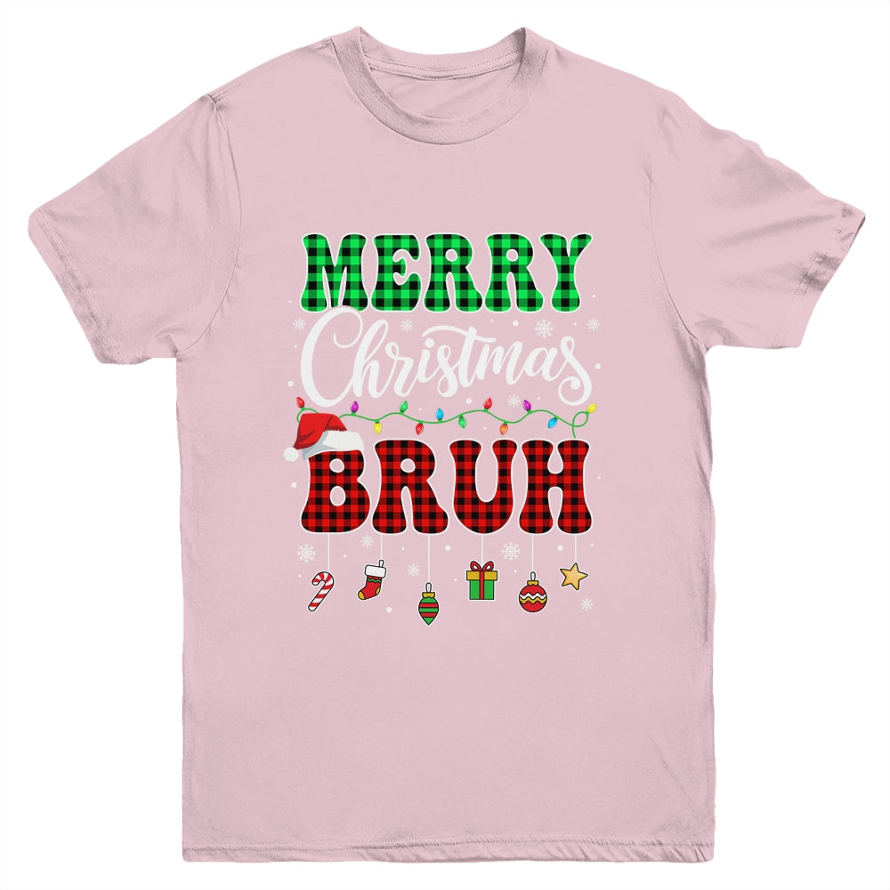 Bruh Christmas Buffalo Red Plaid Teens Boys Kids Xmas Youth Shirt | siriusteestore