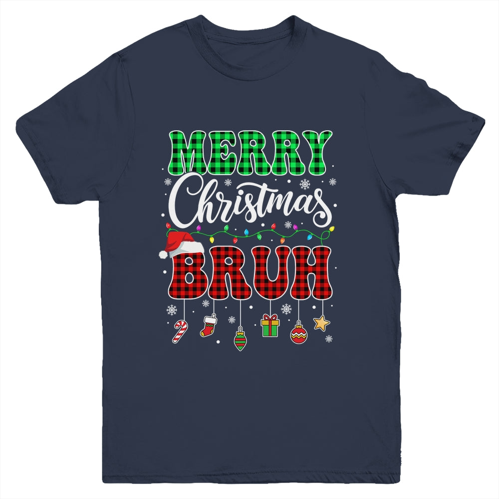 Bruh Christmas Buffalo Red Plaid Teens Boys Kids Xmas Youth Shirt | siriusteestore