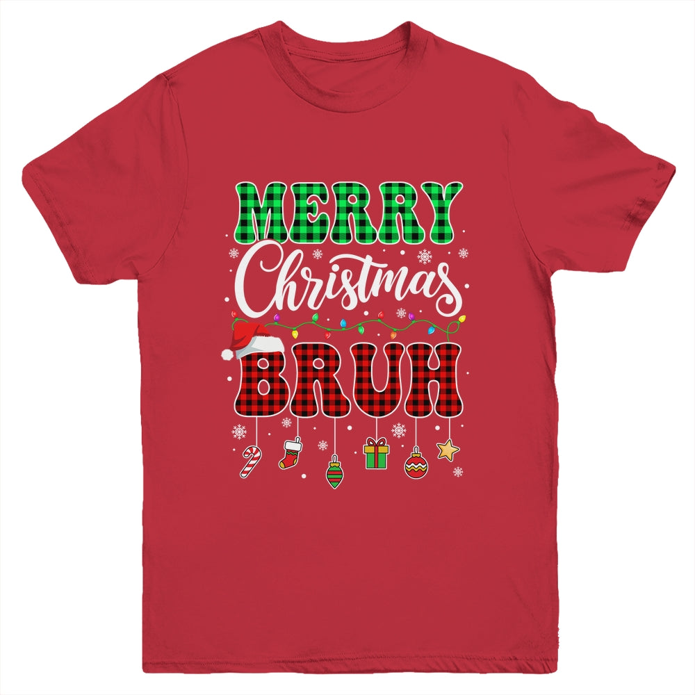 Bruh Christmas Buffalo Red Plaid Teens Boys Kids Xmas Youth Shirt | siriusteestore