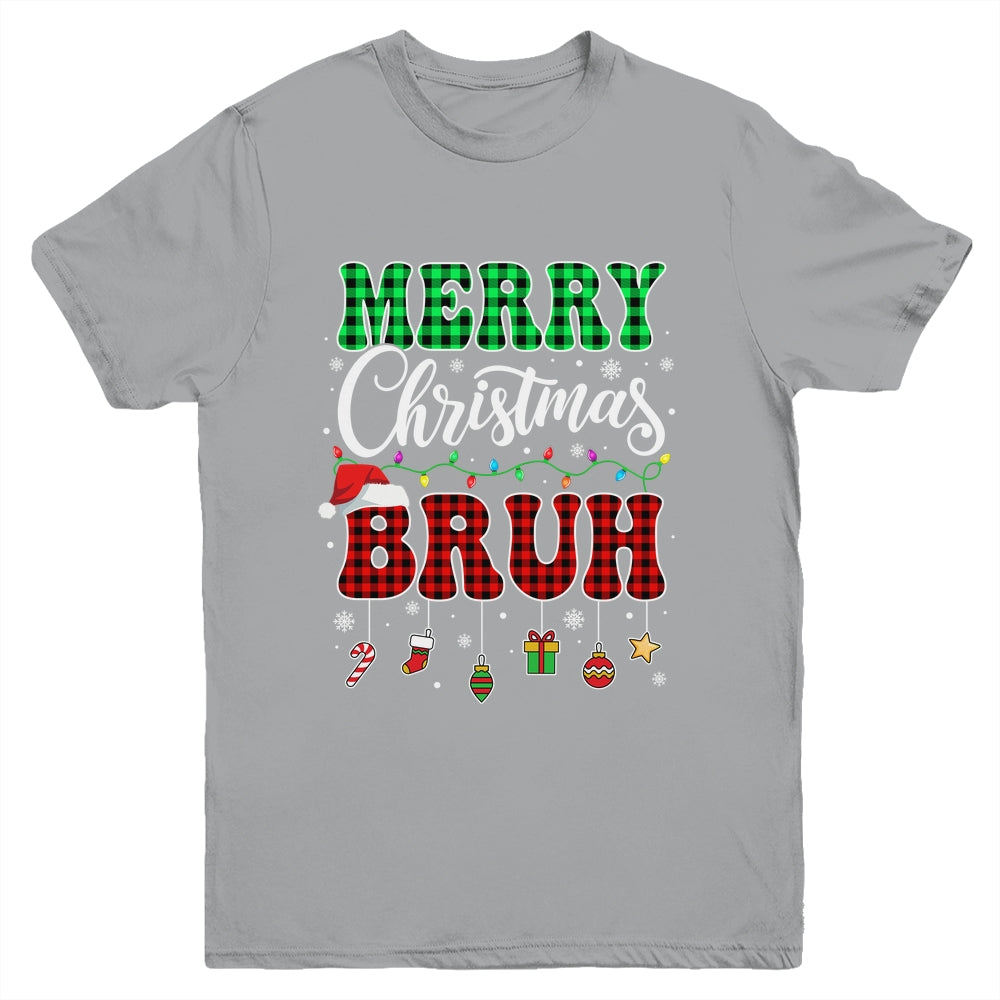 Bruh Christmas Buffalo Red Plaid Teens Boys Kids Xmas Youth Shirt | siriusteestore