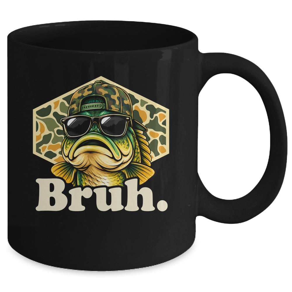 Bruh Fishing Camo Bass Fish Funny Boys Kids Camouflage Mug | siriusteestore