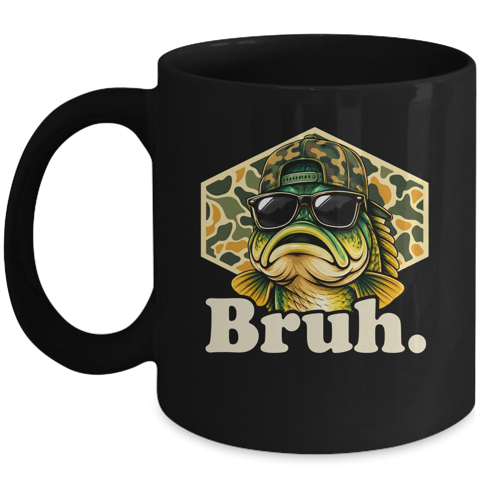 Bruh Fishing Camo Bass Fish Funny Boys Kids Camouflage Mug | siriusteestore