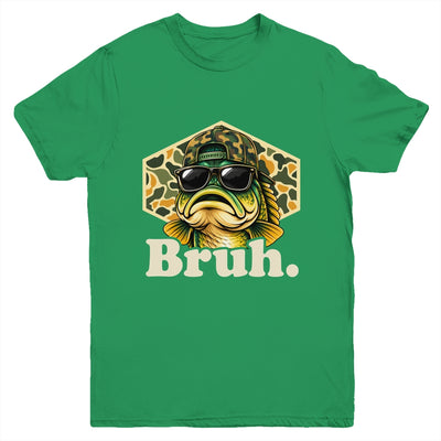 Bruh Fishing Camo Bass Fish Funny Boys Kids Camouflage Youth Shirt | siriusteestore