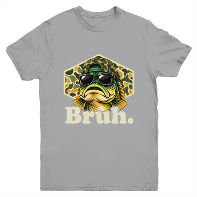 Bruh Fishing Camo Bass Fish Funny Boys Kids Camouflage Youth Shirt | siriusteestore