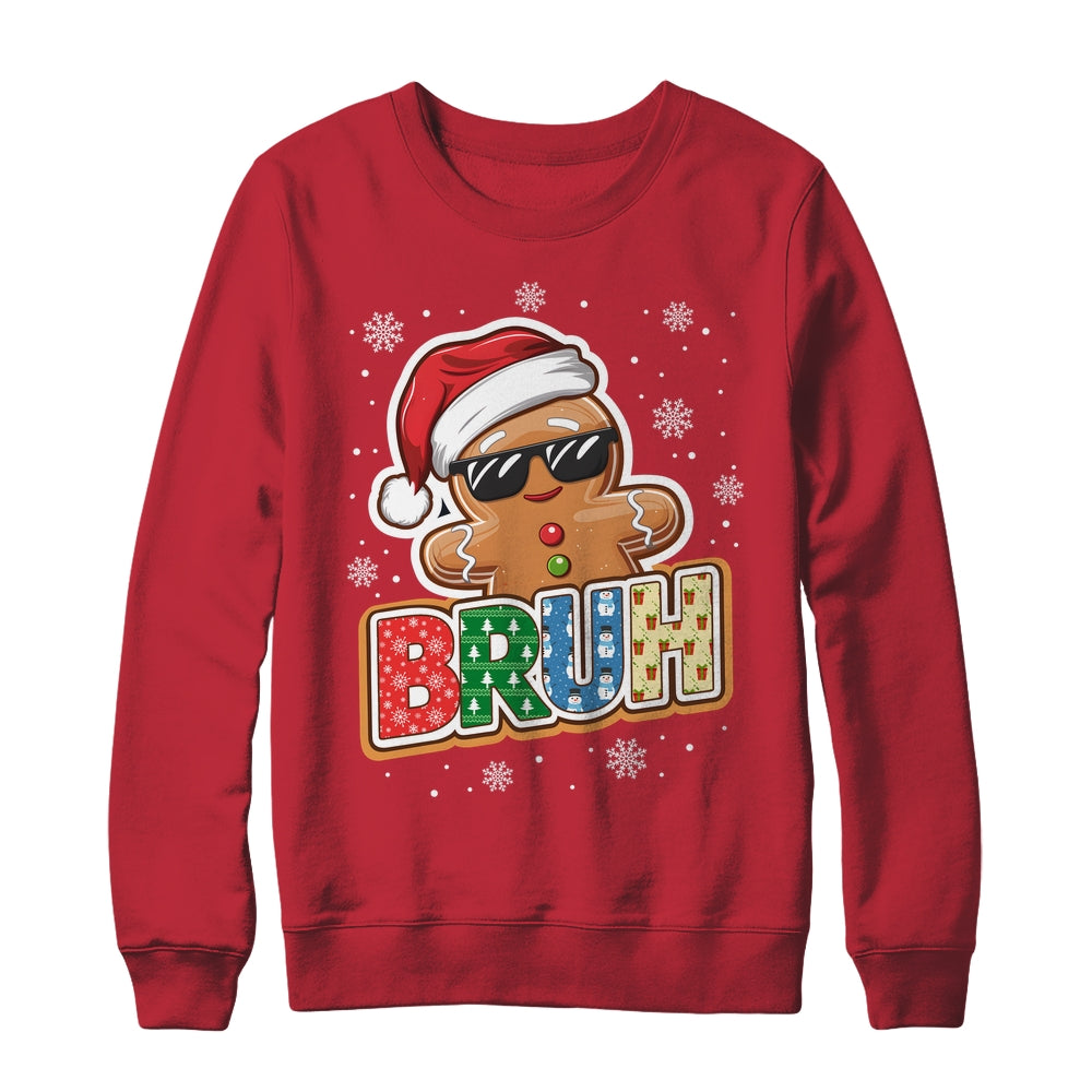 Bruh Funny Christmas Gingerbread Man Teens Boys Kids Shirt & Sweatshirt | siriusteestore