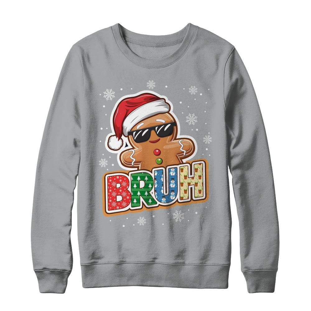 Bruh Funny Christmas Gingerbread Man Teens Boys Kids Shirt & Sweatshirt | siriusteestore