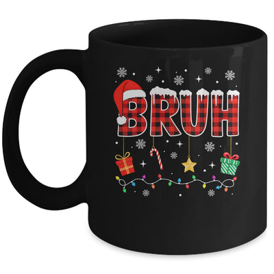 Bruh Funny Christmas Red Plaid Teens Boys Girls Kids Xmas Mug | siriusteestore