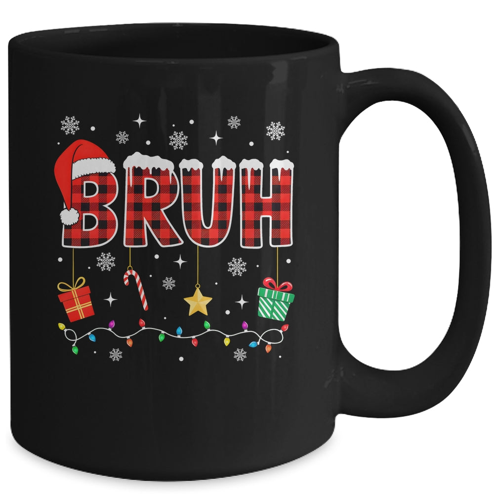 Bruh Funny Christmas Red Plaid Teens Boys Girls Kids Xmas Mug | siriusteestore