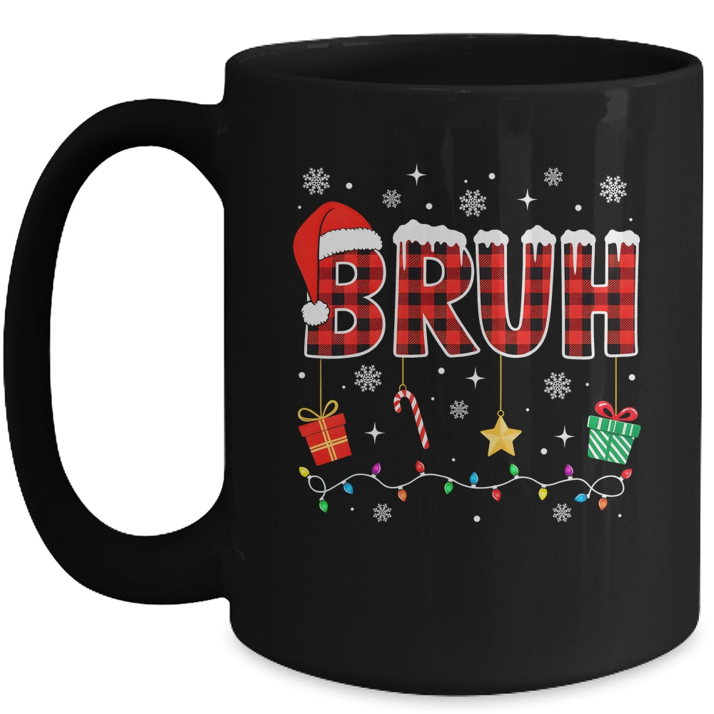 Bruh Funny Christmas Red Plaid Teens Boys Girls Kids Xmas Mug | siriusteestore