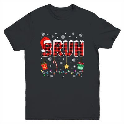 Bruh Funny Christmas Red Plaid Teens Boys Girls Kids Xmas Youth Shirt | siriusteestore