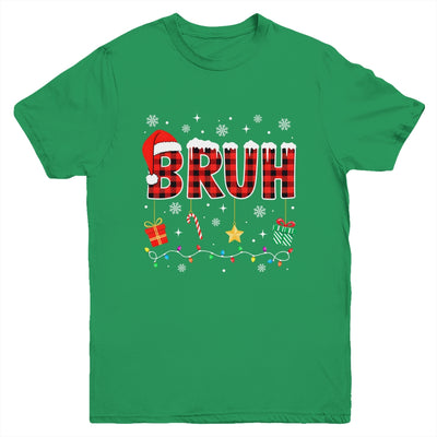 Bruh Funny Christmas Red Plaid Teens Boys Girls Kids Xmas Youth Shirt | siriusteestore