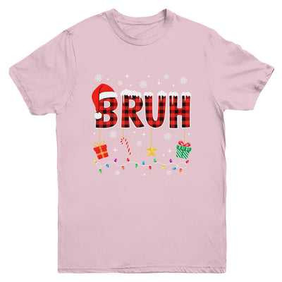 Bruh Funny Christmas Red Plaid Teens Boys Girls Kids Xmas Youth Shirt | siriusteestore