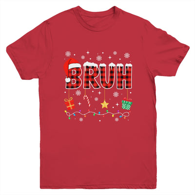 Bruh Funny Christmas Red Plaid Teens Boys Girls Kids Xmas Youth Shirt | siriusteestore