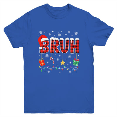 Bruh Funny Christmas Red Plaid Teens Boys Girls Kids Xmas Youth Shirt | siriusteestore