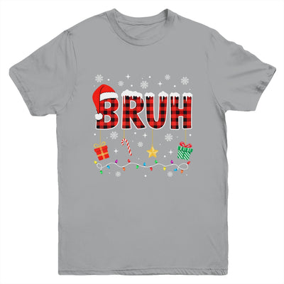 Bruh Funny Christmas Red Plaid Teens Boys Girls Kids Xmas Youth Shirt | siriusteestore