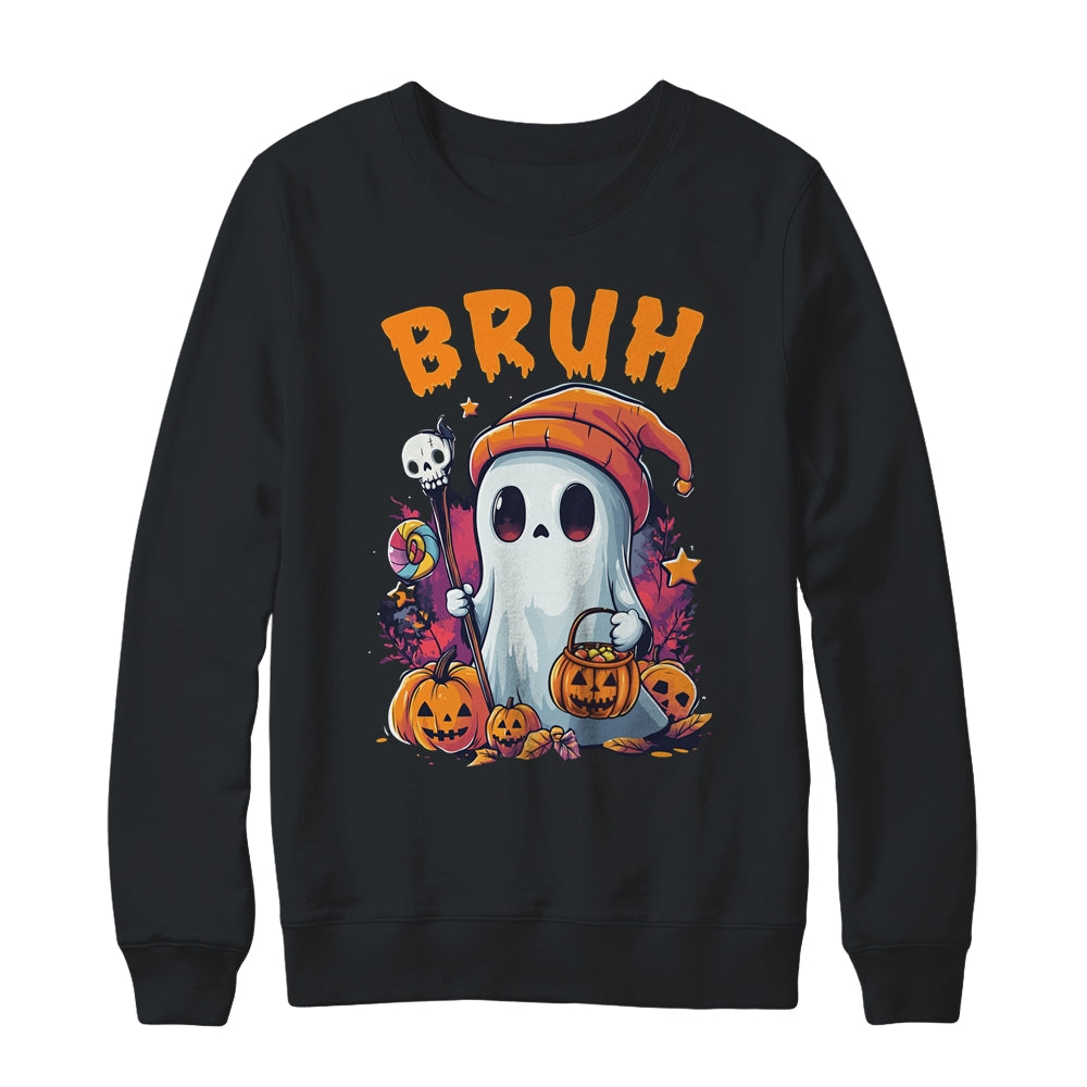 Bruh Ghost Halloween Cute Ghost Trick Or Treat Candy Kids Shirt & Sweatshirt | siriusteestore