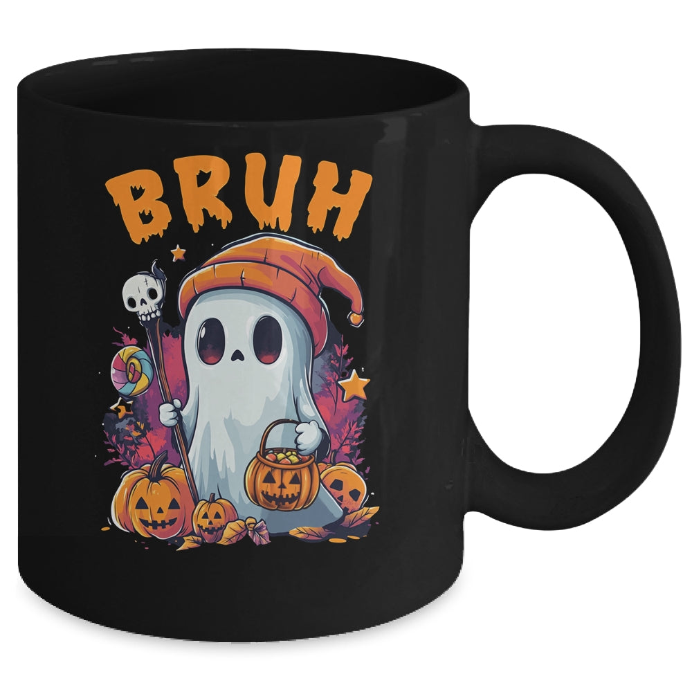 Bruh Ghost Halloween Cute Ghost Trick Or Treat Candy Kids Mug | siriusteestore