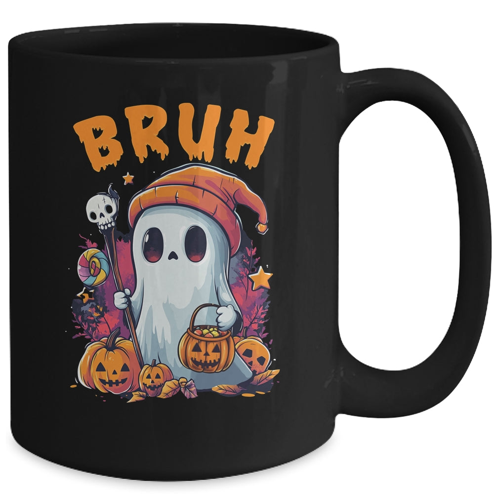 Bruh Ghost Halloween Cute Ghost Trick Or Treat Candy Kids Mug | siriusteestore