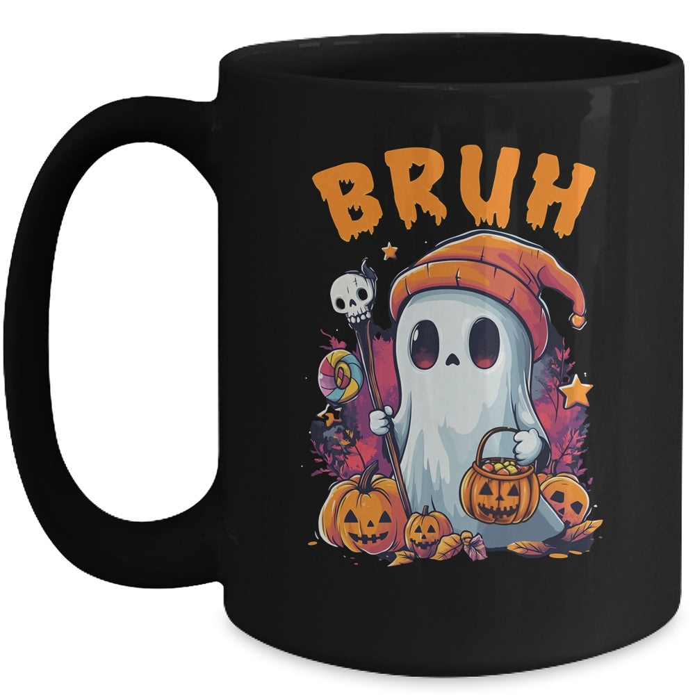Bruh Ghost Halloween Cute Ghost Trick Or Treat Candy Kids Mug | siriusteestore