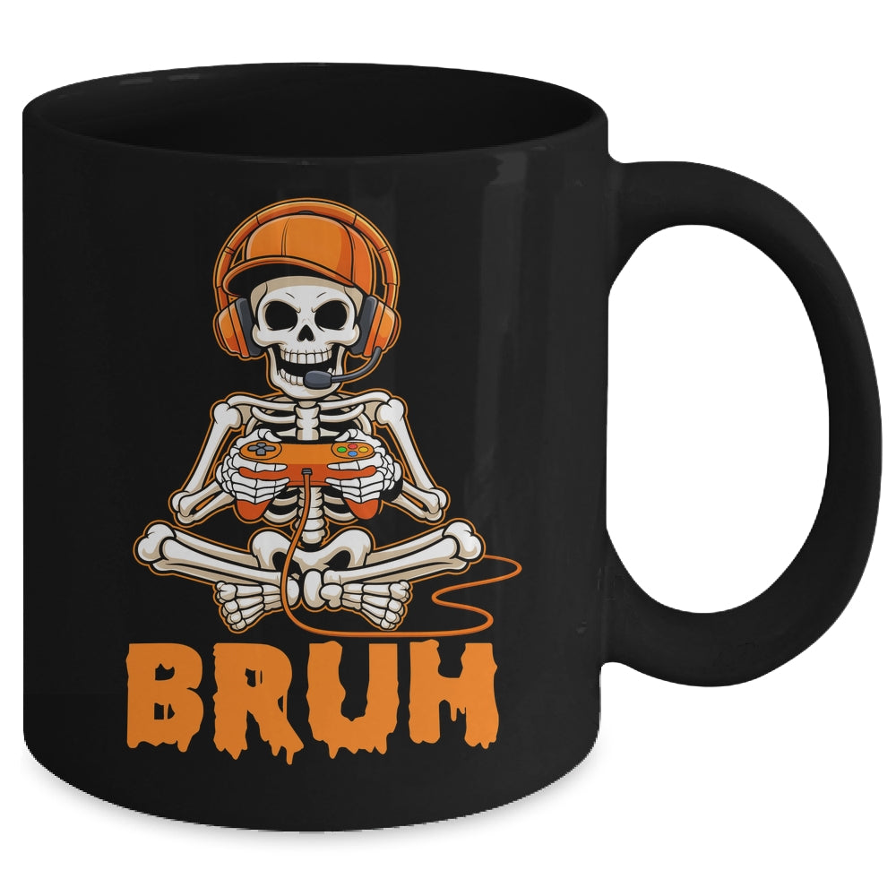 Bruh Halloween Boys Kids Gamer Mens Skeleton Video Gaming Mug | siriusteestore
