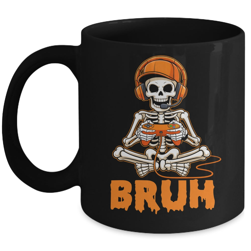 Bruh Halloween Boys Kids Gamer Mens Skeleton Video Gaming Mug | siriusteestore