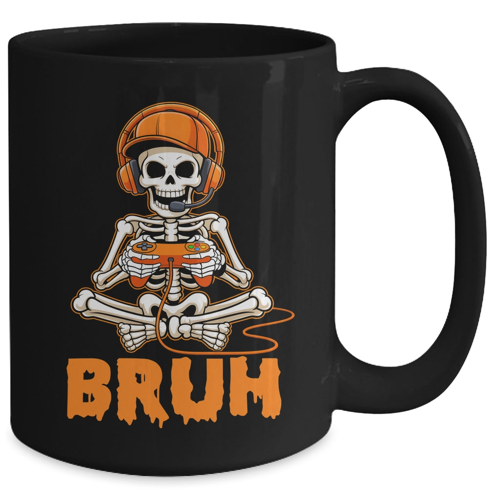 Bruh Halloween Boys Kids Gamer Mens Skeleton Video Gaming Mug | siriusteestore