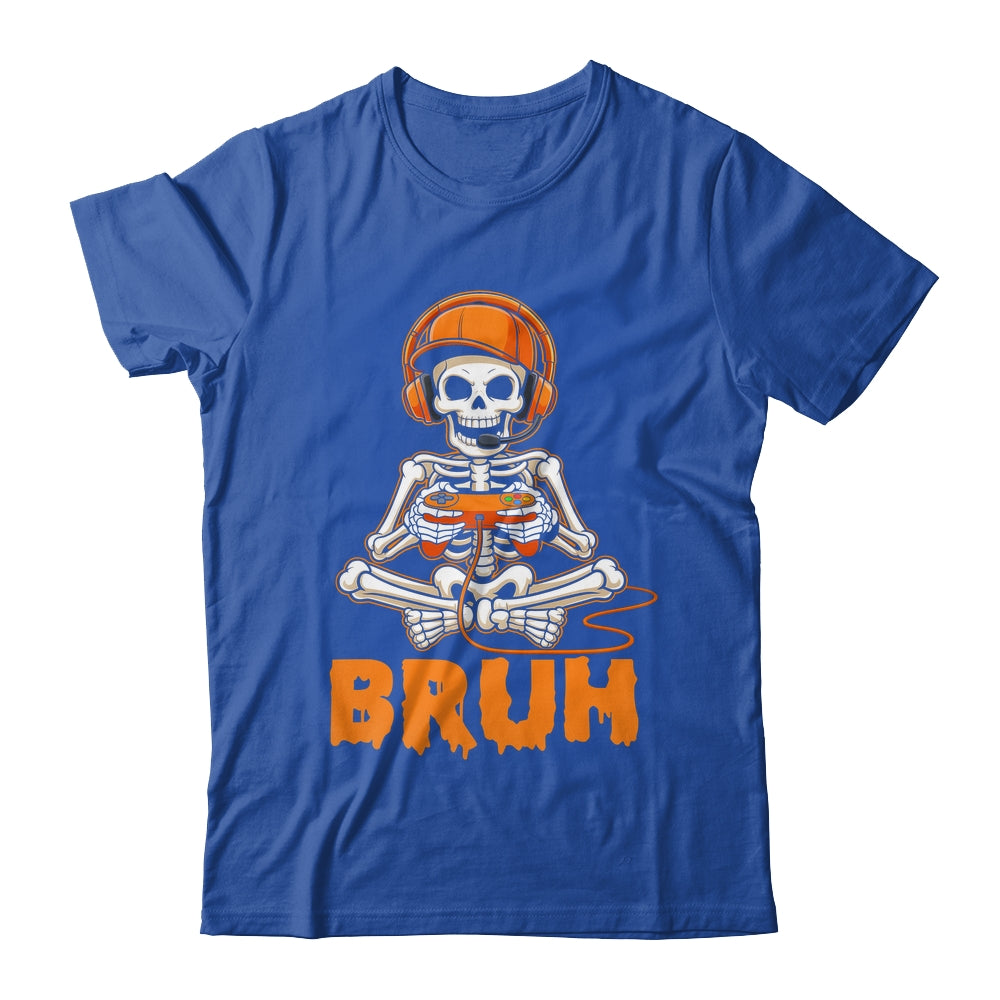 Bruh Halloween Boys Kids Gamer Mens Skeleton Video Gaming Shirt & Hoodie | siriusteestore