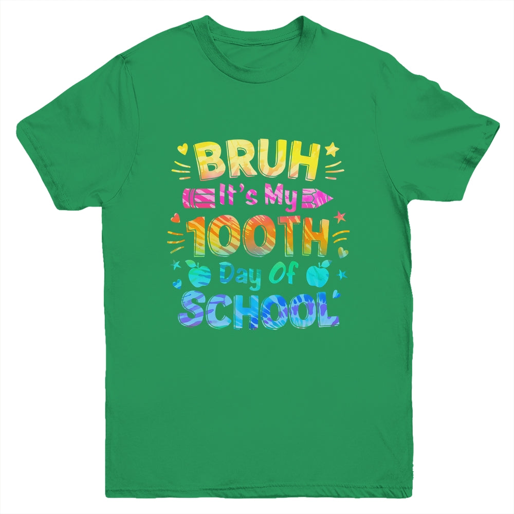 Bruh It's My 100 Days Of School Tie Dye 100th Day Boys Girls Youth Shirt | siriusteestore
