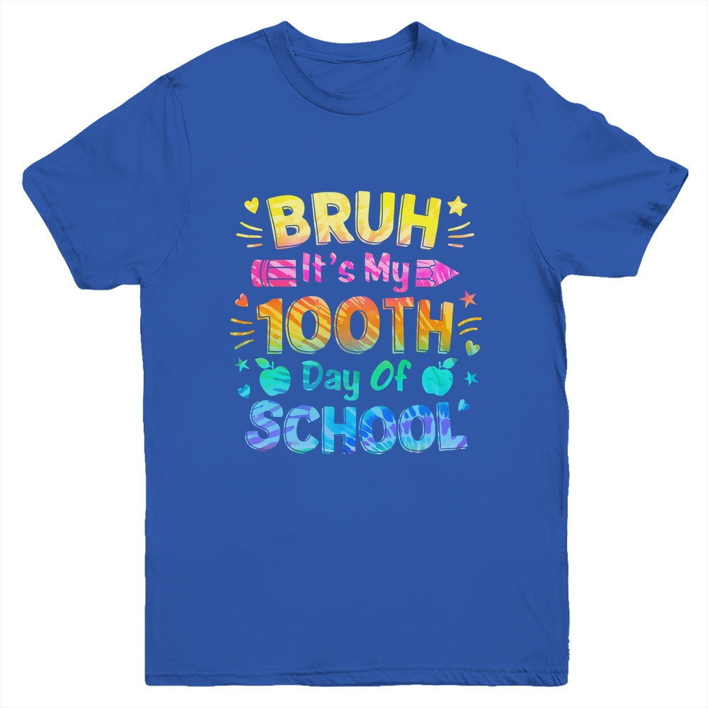 Bruh It's My 100 Days Of School Tie Dye 100th Day Boys Girls Youth Shirt | siriusteestore