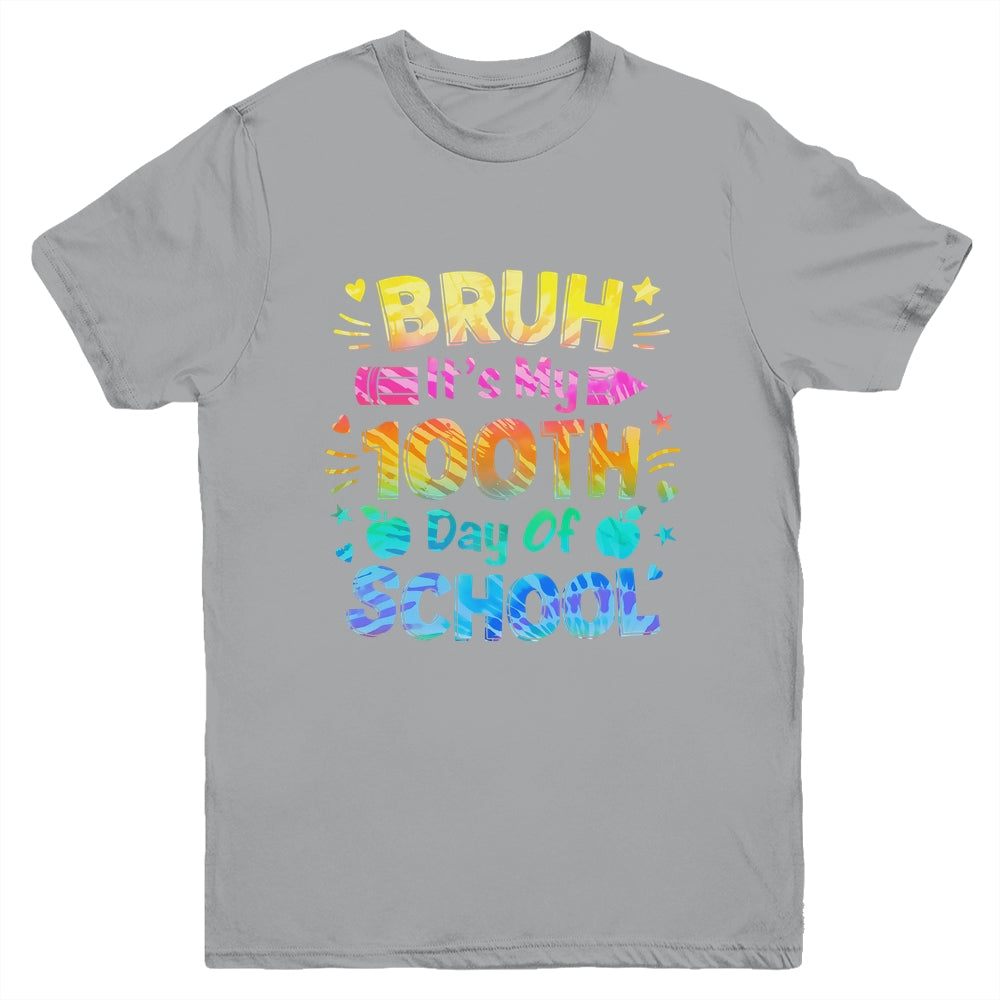 Bruh It's My 100 Days Of School Tie Dye 100th Day Boys Girls Youth Shirt | siriusteestore