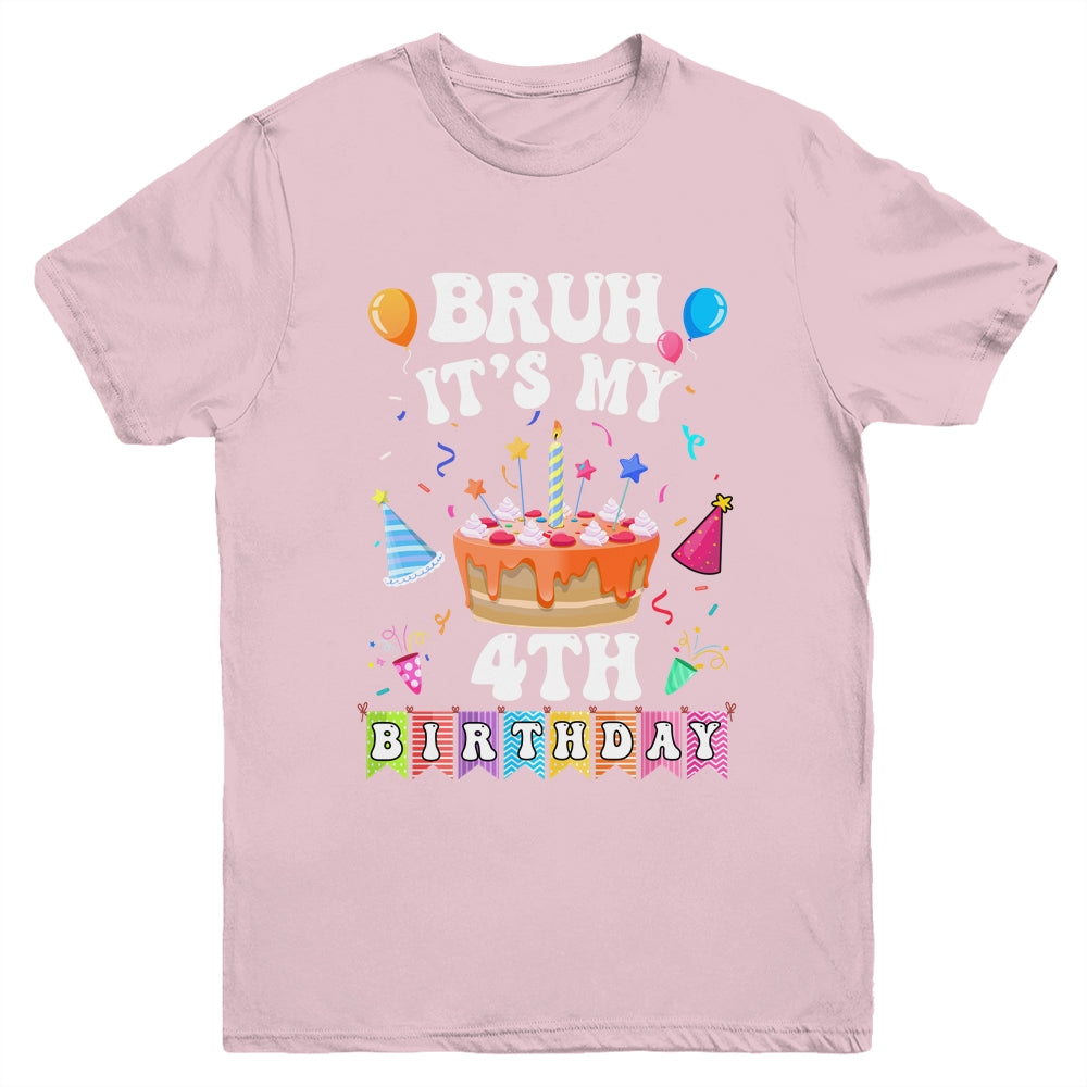 Bruh It's My 4th Birthday Cake 4 Year Old Birthday Funny Youth Shirt | siriusteestore