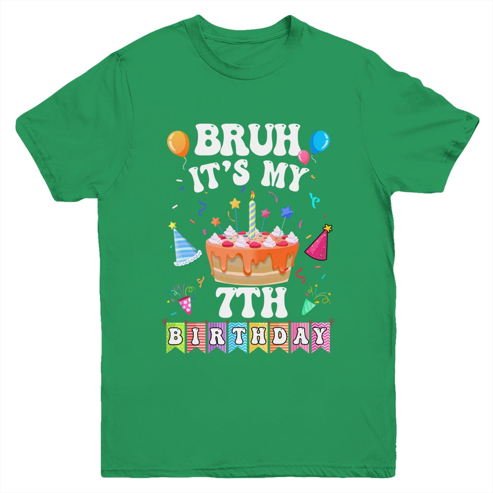 Bruh It's My 7th Birthday Cake 7 Year Old Birthday Funny Youth Shirt | siriusteestore
