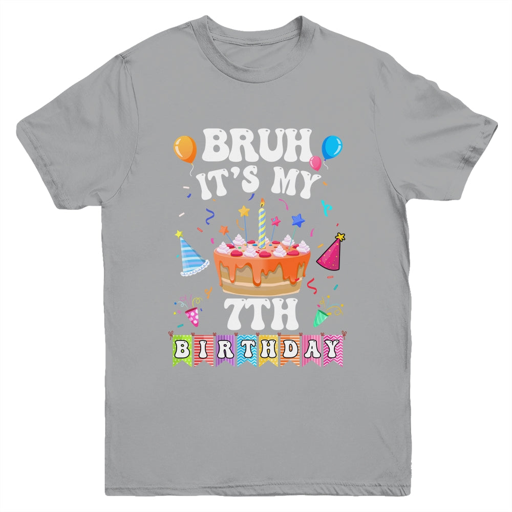 Bruh It's My 7th Birthday Cake 7 Year Old Birthday Funny Youth Shirt | siriusteestore