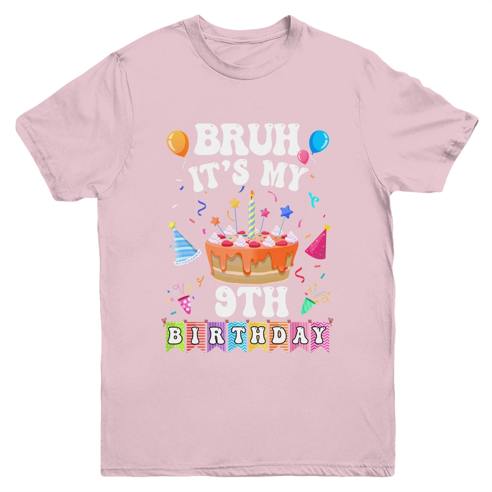 Bruh It's My 9th Birthday Cake 9 Year Old Birthday Funny Youth Shirt | siriusteestore