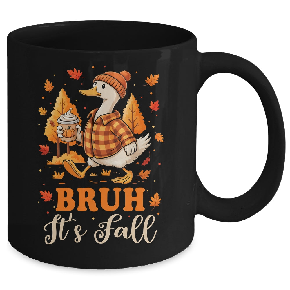 Bruh Its Fall Goose Pumpkin Spice Thanksgiving Autumn Leaves Mug | siriusteestore
