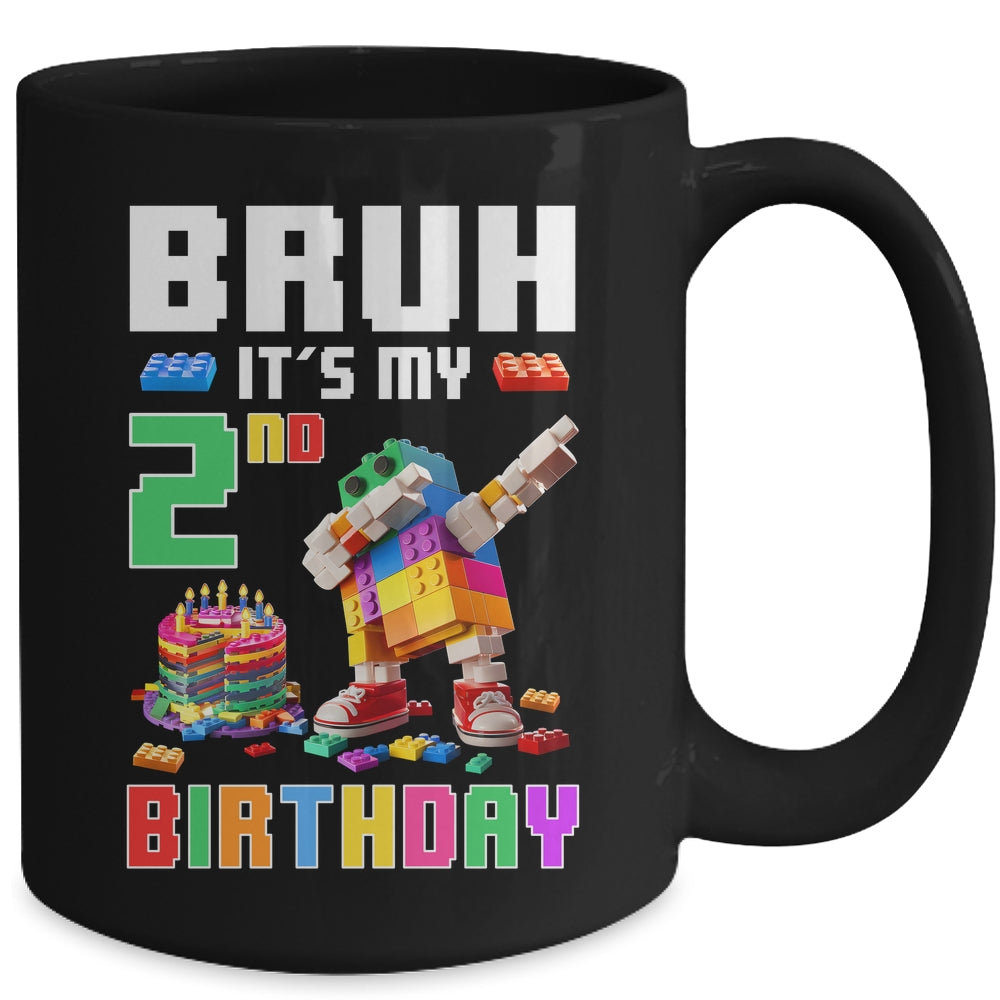 Bruh Its My 2nd Birthday Master Builder Dabbing Block Brick Mug | siriusteestore