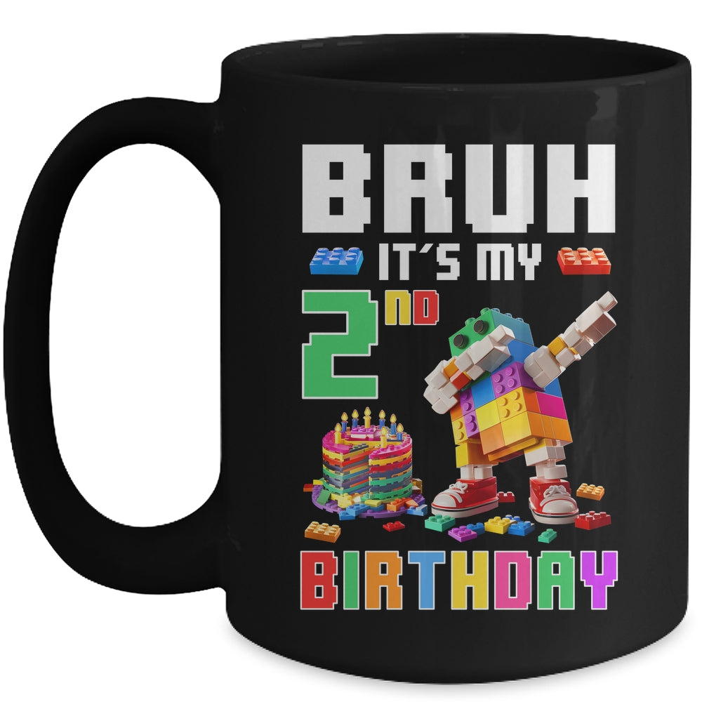 Bruh Its My 2nd Birthday Master Builder Dabbing Block Brick Mug | siriusteestore