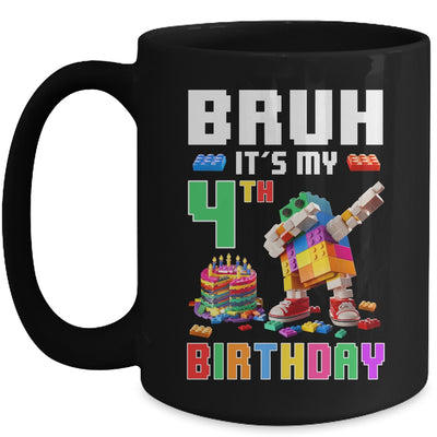 Bruh Its My 4th Birthday Master Builder Dabbing Block Brick Mug | siriusteestore