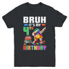 Bruh Its My 4th Birthday Master Builder Dabbing Block Brick Youth Shirt | siriusteestore