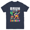 Bruh Its My 4th Birthday Master Builder Dabbing Block Brick Youth Shirt | siriusteestore