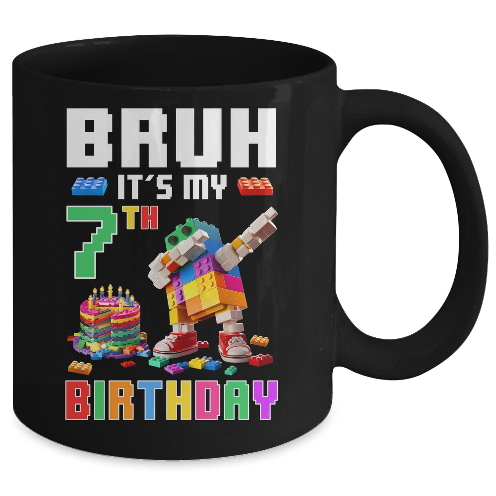 Bruh Its My 7th Birthday Master Builder Dabbing Block Brick Mug | siriusteestore