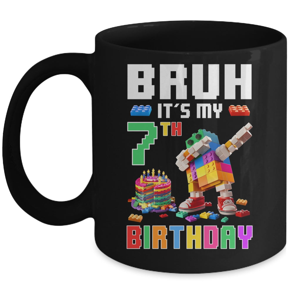 Bruh Its My 7th Birthday Master Builder Dabbing Block Brick Mug | siriusteestore