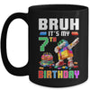 Bruh Its My 7th Birthday Master Builder Dabbing Block Brick Mug | siriusteestore