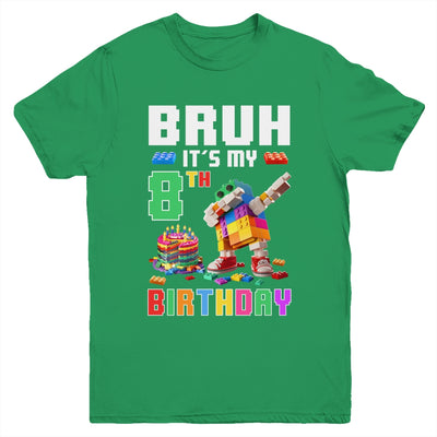 Bruh Its My 8th Birthday Master Builder Dabbing Block Brick Youth Shirt | siriusteestore