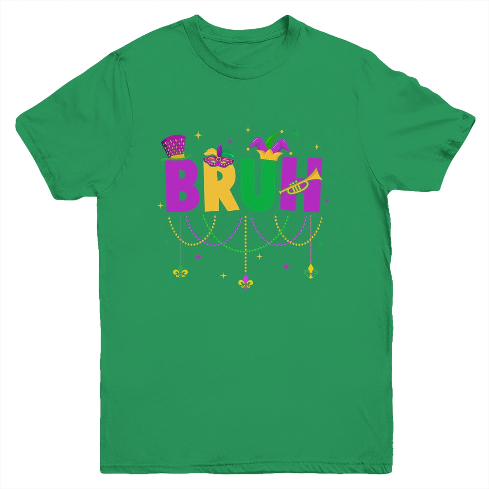 Bruh Mardi Gras Teens Boys Kids Costume Mardi Gras Funny Youth Shirt | siriusteestore