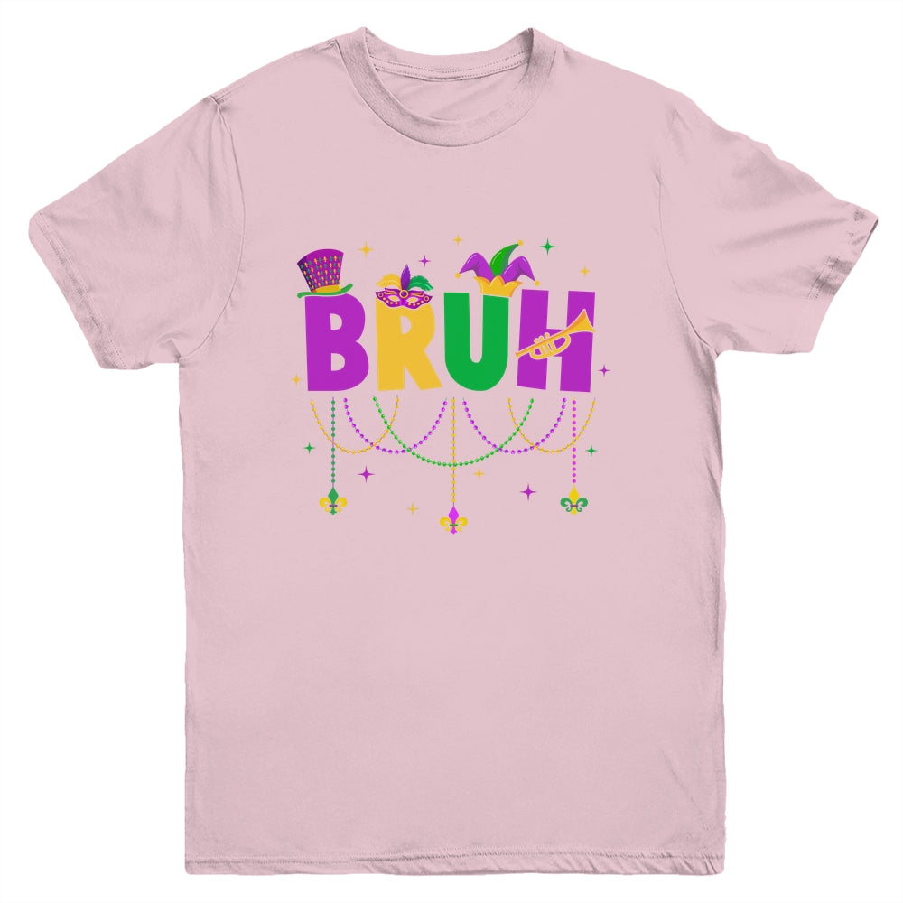 Bruh Mardi Gras Teens Boys Kids Costume Mardi Gras Funny Youth Shirt | siriusteestore