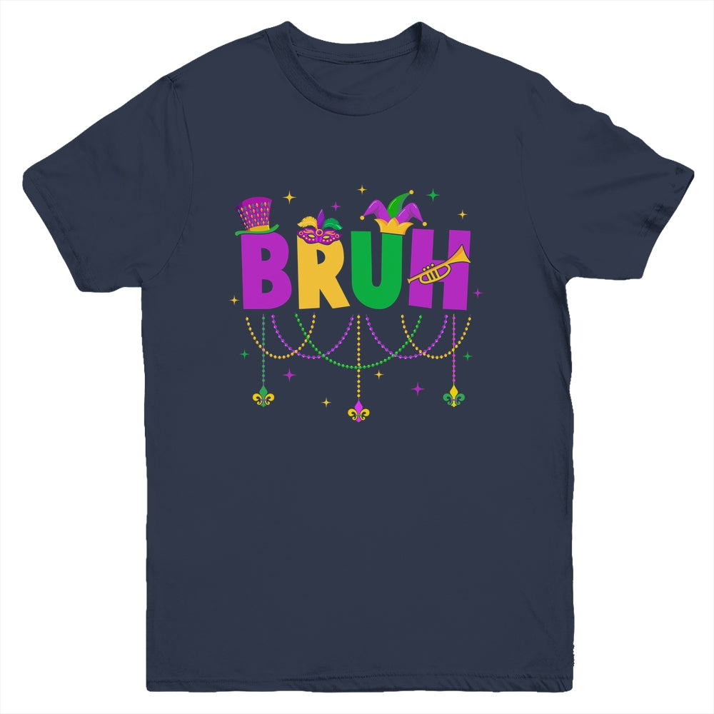 Bruh Mardi Gras Teens Boys Kids Costume Mardi Gras Funny Youth Shirt | siriusteestore