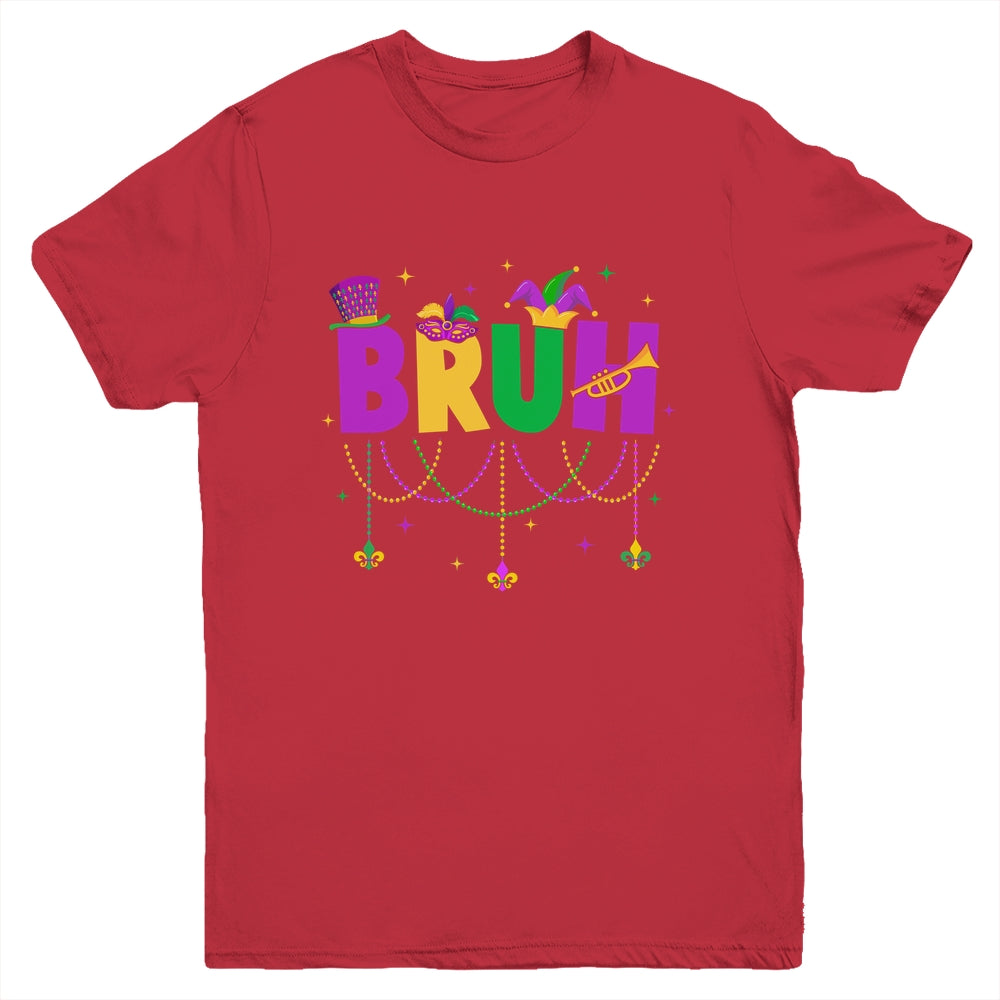 Bruh Mardi Gras Teens Boys Kids Costume Mardi Gras Funny Youth Shirt | siriusteestore