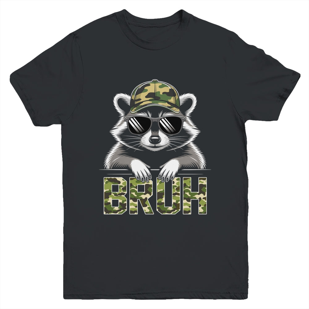 Bruh Raccoon Trash Racoon Camo Hat Youth Teens Kids Lover Youth Shirt | siriusteestore