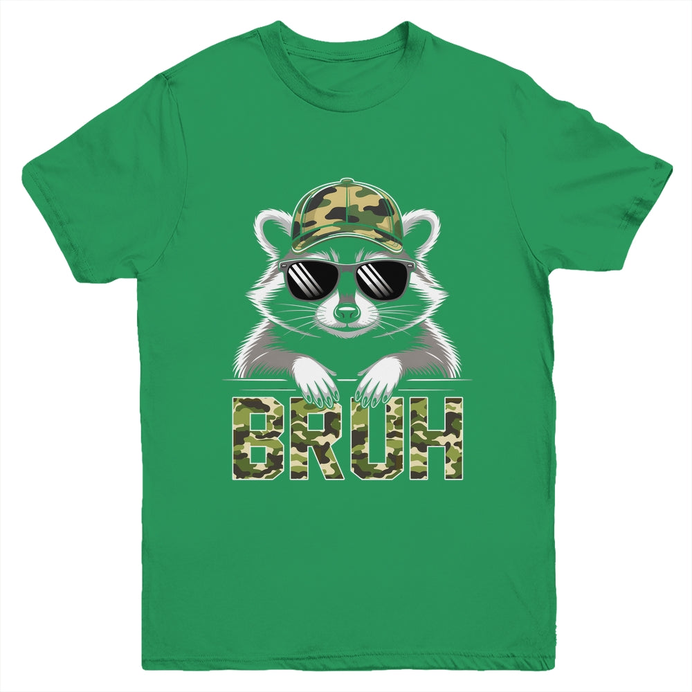 Bruh Raccoon Trash Racoon Camo Hat Youth Teens Kids Lover Youth Shirt | siriusteestore